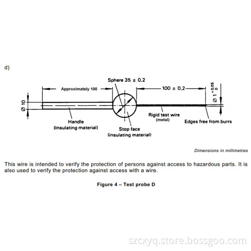 IEC60529 Test Rod 1.0mm IP4X test probe D